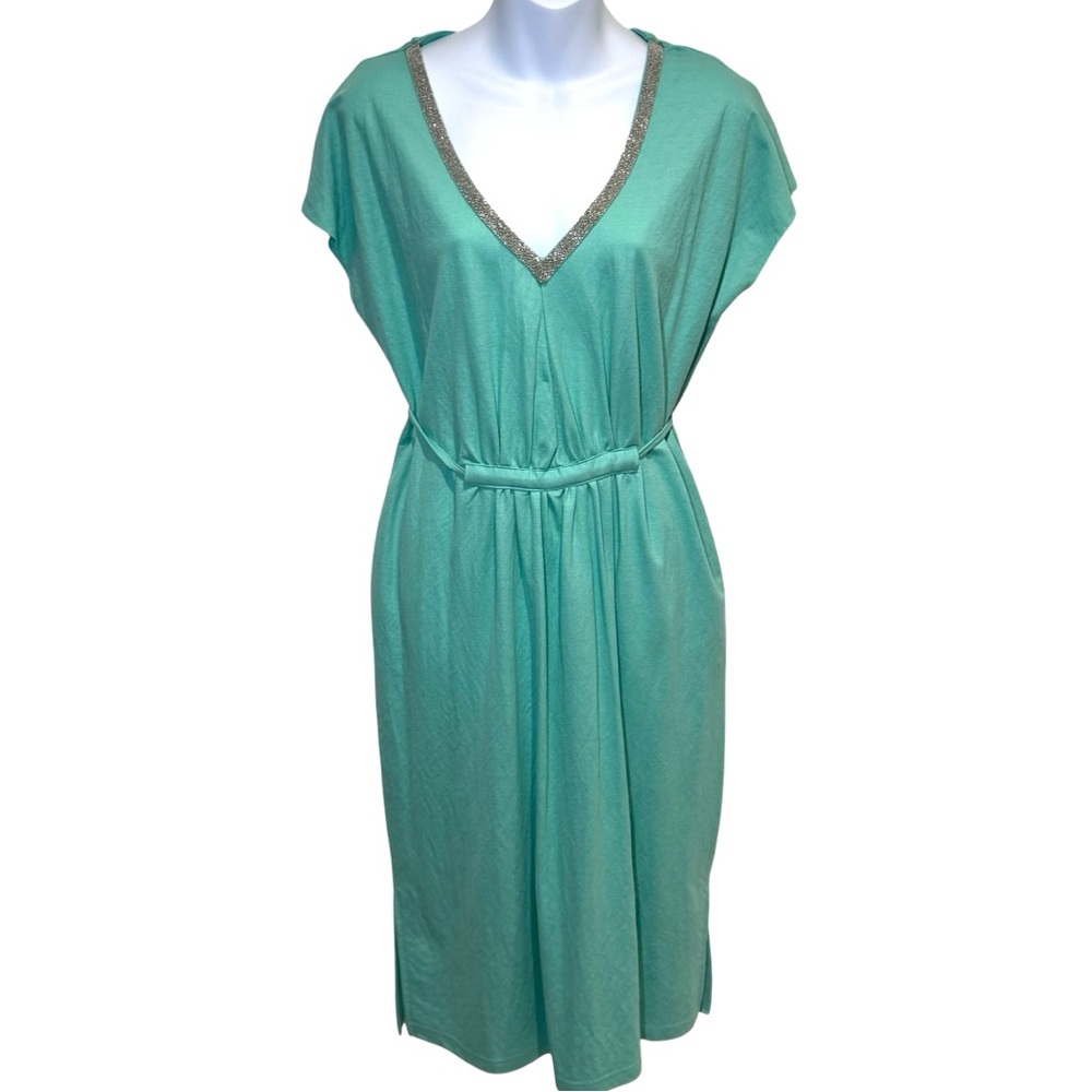 Lili Sidonio Green Dress NWT size Small Oversized V Neck Sleeveless Vacation